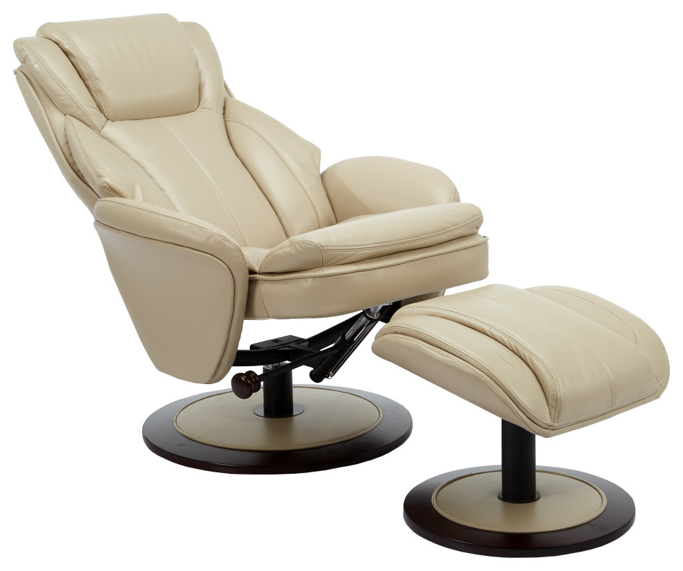 Nova Recliner and Ottoman in Cobblestone Air Leather Contemporary Recliner Chairs by