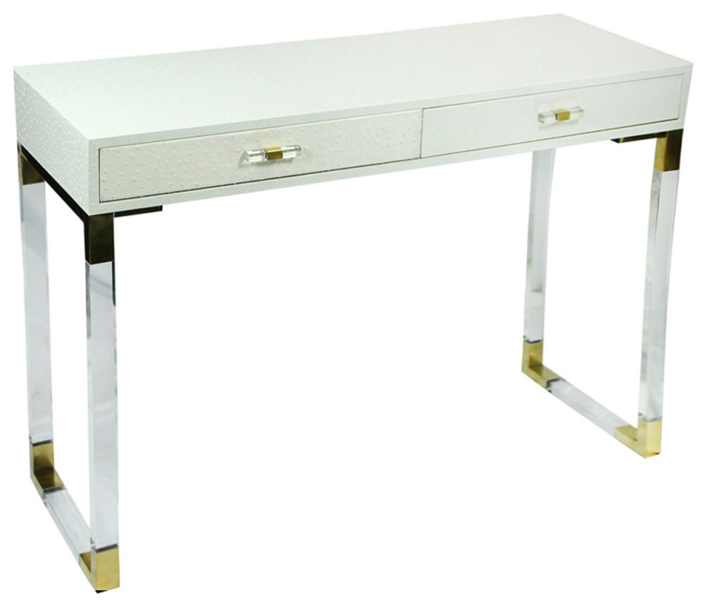 Saltoro Sherpi 2 Drawer Wooden Console Table With Acrylic
