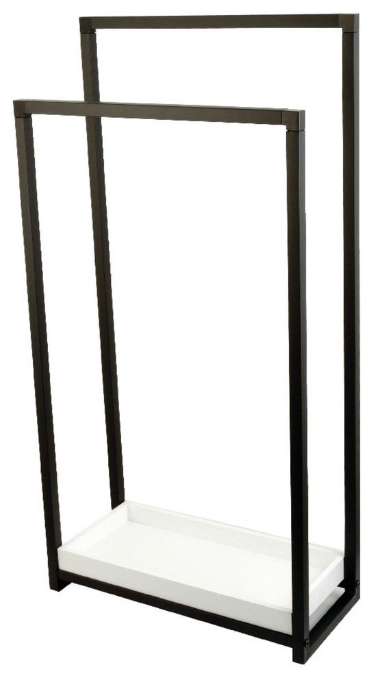 Edenscape Pedestal 2-Tier Steel Construction Towel Rack with Wooden Case