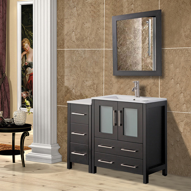 Vanity Art Set With Ceramic Top 36 Espresso Standard Mirror