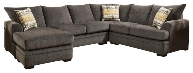 Louis Sectional Perth Smoke Transitional Sectional Sofas By