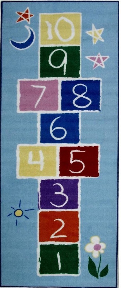 Fun Time - Primary Hopscotch Kids Rugs - 30 x 78 in.