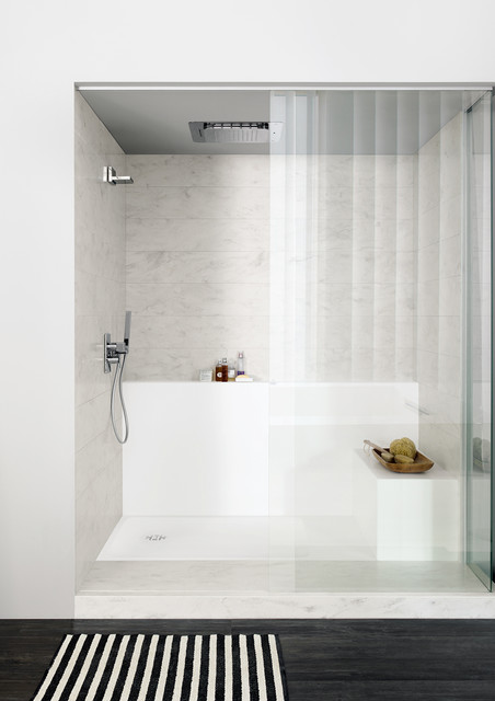 Corian Rain Cloud And Corian Designer White Modern Bathroom