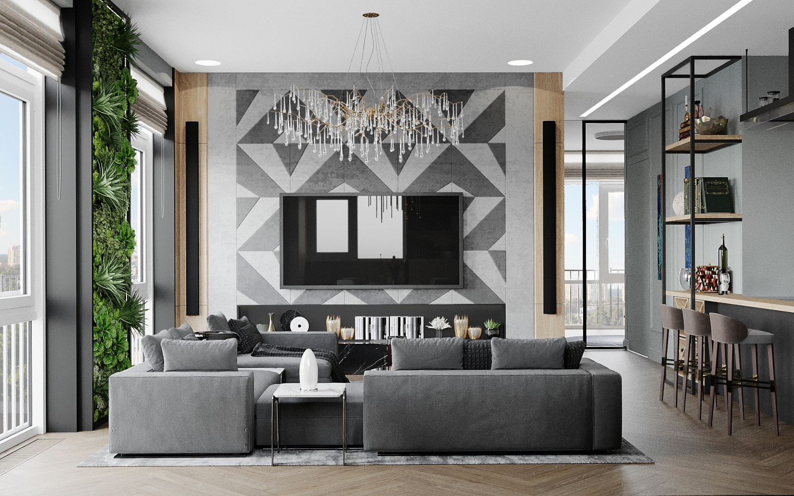 Интерьер 4-х комнатной квартиры в современном стиле. г. Москва