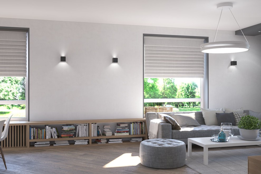 Гостиная с кухней и обеденной зоной