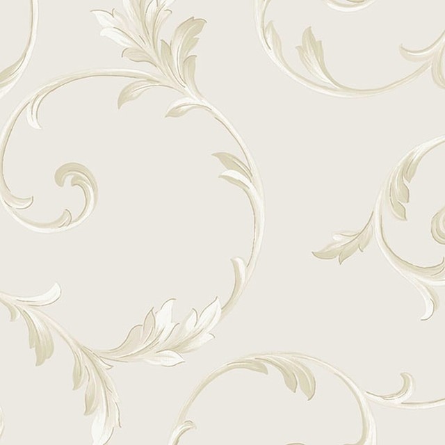 Silk Impressions 2, Contemporary Floral Cream Wallpaper Roll