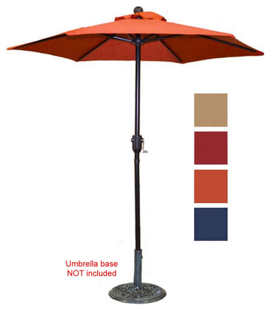 6.5' Orange Patio Metal Umbrella With Crank Contemporary Outdoor Umbrellas by Pier Surplus