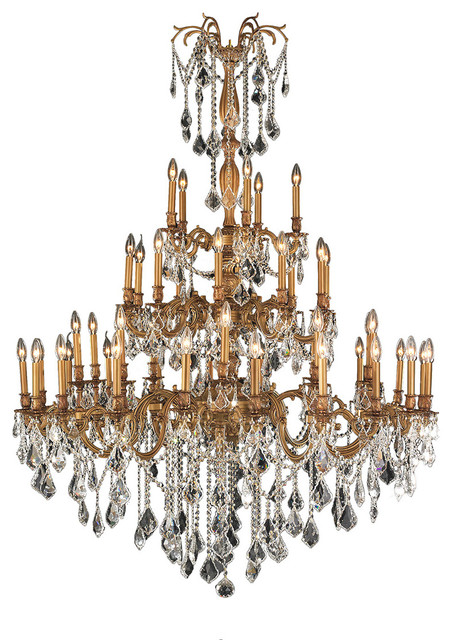 Antique 45-Light French Gold Crystal 4-Tier Chandelier - Victorian Antique 45-Light French Gold Crystal 4-Tier Chandelier, Clear victorian- chandeliers - Antique 45-Light French Gold Crystal 4-Tier Chandelier - Victorian