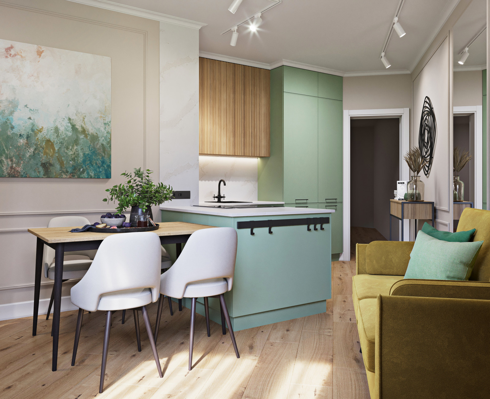 Просторная кухня-гостиная.