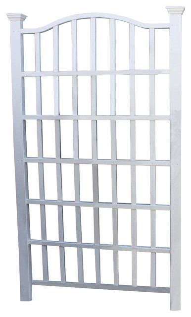 7 5 Ft Garden Trellis In White Vinyl With Arch Top Traditional Trellises By Hilton Furnitures Houzz 7 5 Ft Garden Trellis In White Vinyl, Vinyl Garden Trellises