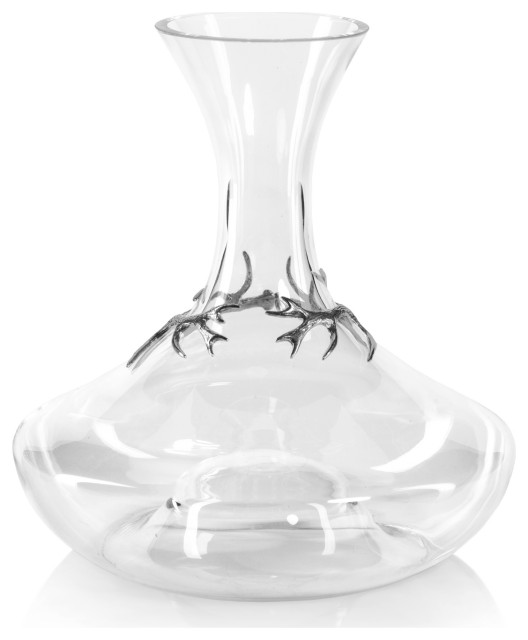 Malachi Glass Wine Decanter With Pewter Antler Contemporary