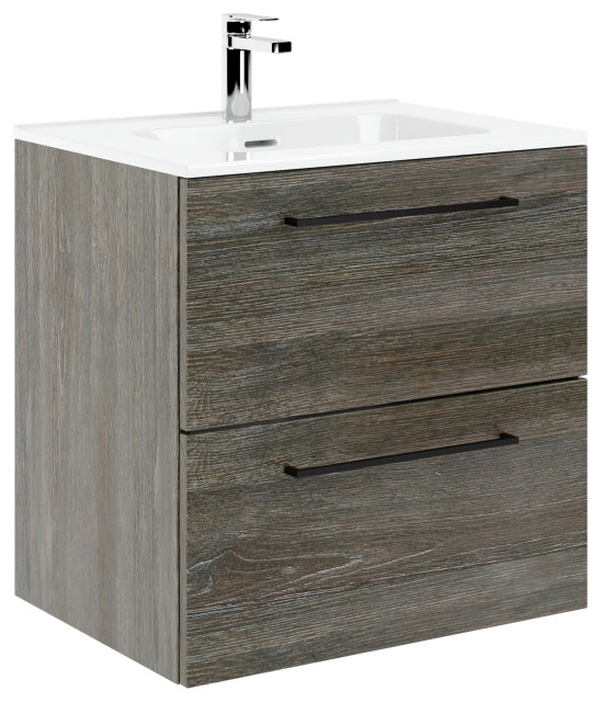 Dakota Bathroom Vanity and Sink, 24" Charred and sink Contemporary