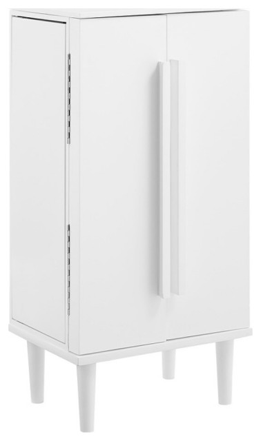 Linon Livi 7-Drawer Wood Jewelry Armoire with Flip Top in White