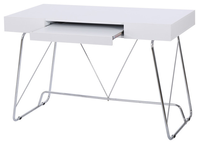 Gdf Studio Lauren White Wood Computer Desk With Keyboard Tray