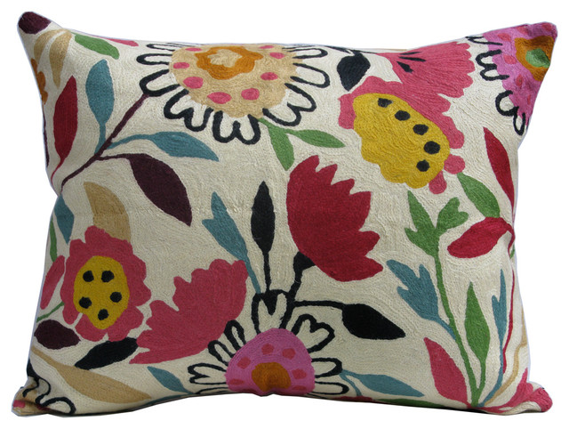 Mums and Asters Pillow, With Insert