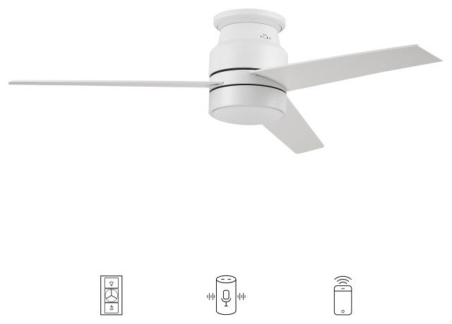 Carro 52'' Indoor Ceiling Fan with Light Wall Control and Remote by Wifi App, White