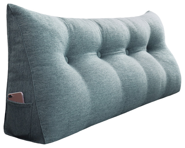 Bed Rest Reading Wedge Pillow for Headboard Daybed Dorm Light Gray