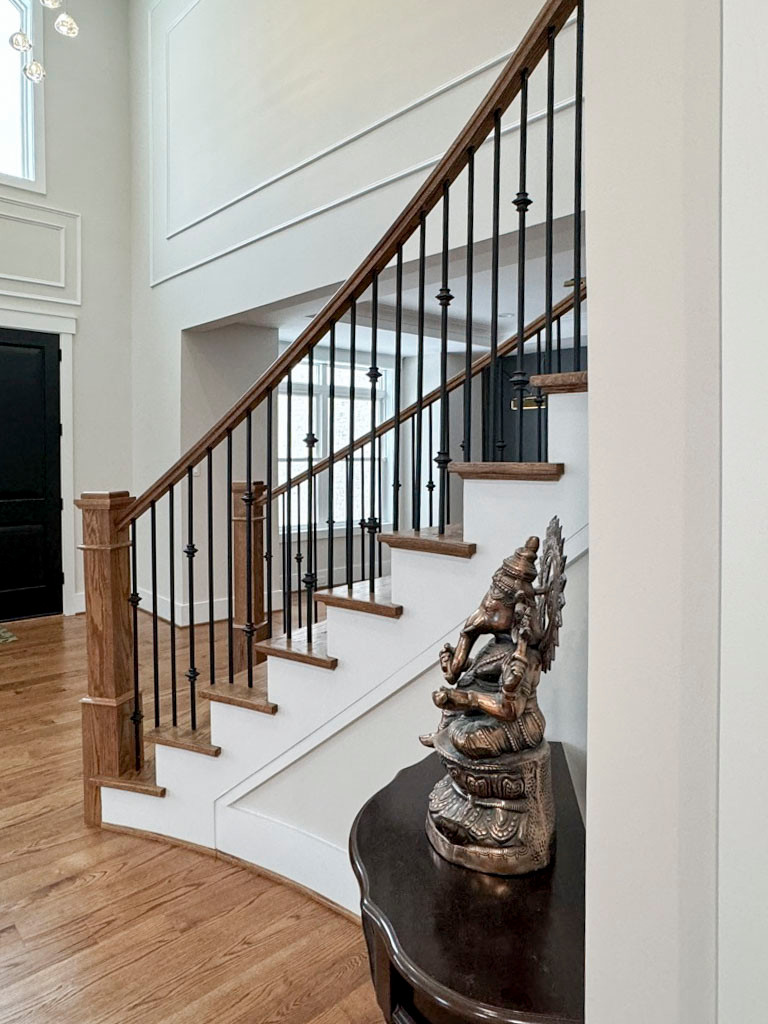117_Distinct Oak Staircase with Iron Balusters & Oak Rail Profile, Chantilly VA