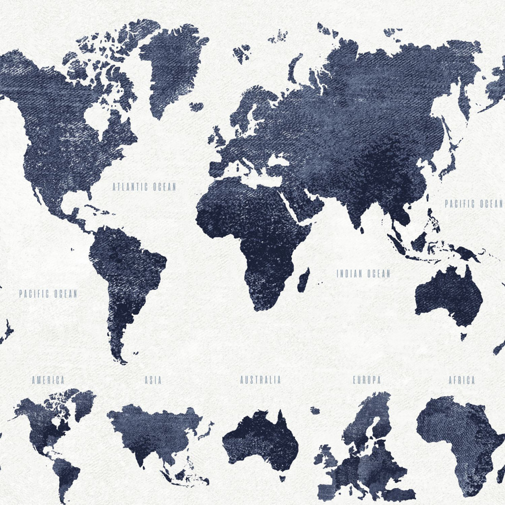 Boq Dark Blue World Map Wallpaper Bolt