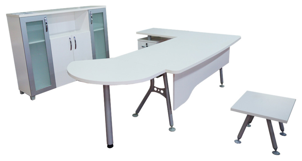 Clover 6 Piece L Shaped Desk Home Office Furniture Set, 63"