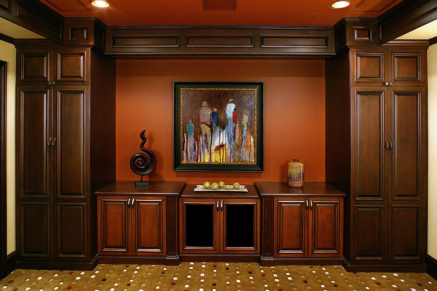 Home theater - traditional home theater idea in Chicago