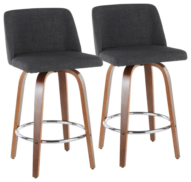 Toriano Counter Stool, Set of 2 Midcentury Bar Stools And Counter Stools by LumiSource Houzz
