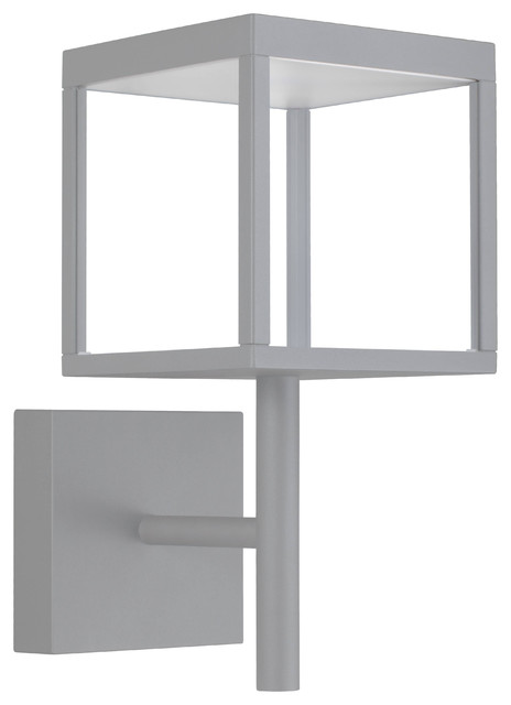 Reveal Outdoor Square LED Wall Sconce, Satin Gray, Clear Glass