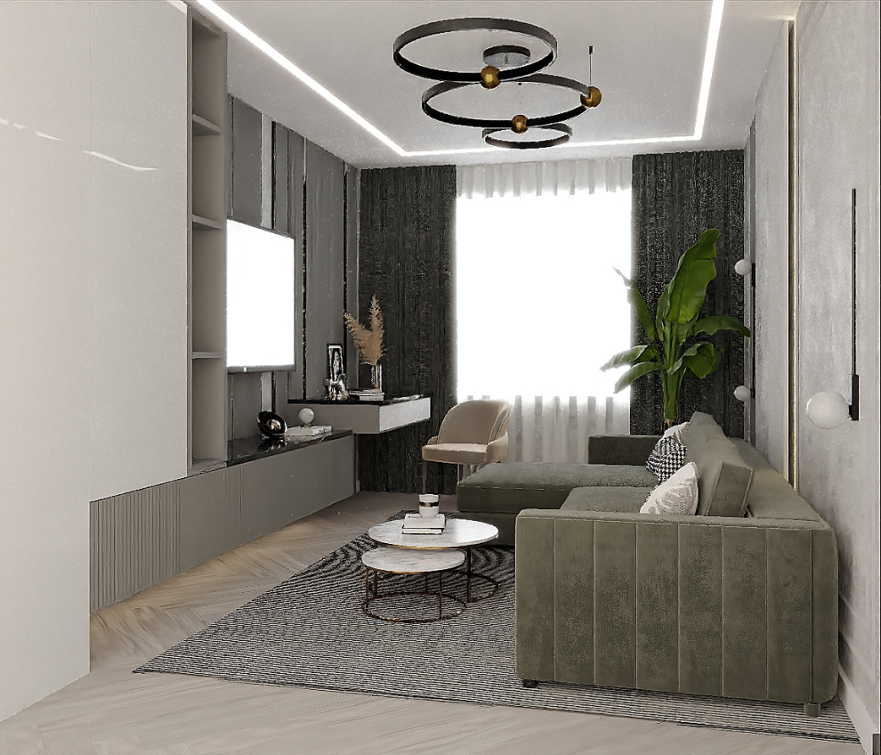 Серый-зеленый оазис: гармония контрастов