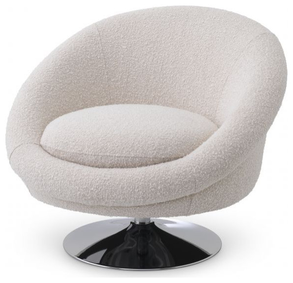 Boucle Cream Swivel Chair Eichholtz Nemo Contemporary Armchairs