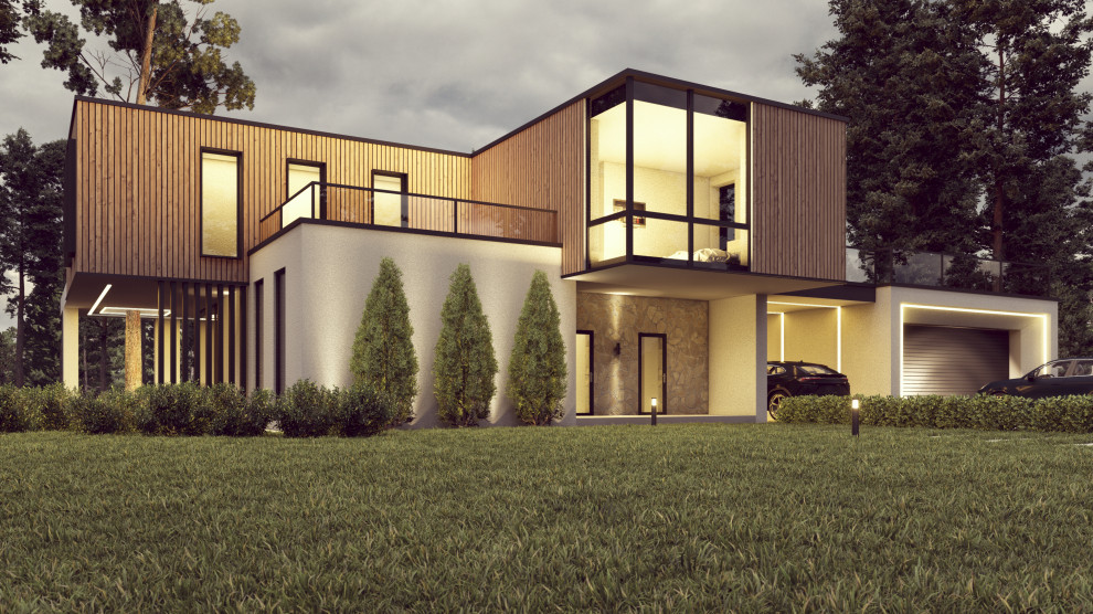 Проект двухэтажного дома в стиле Хайтек 253 кв.м