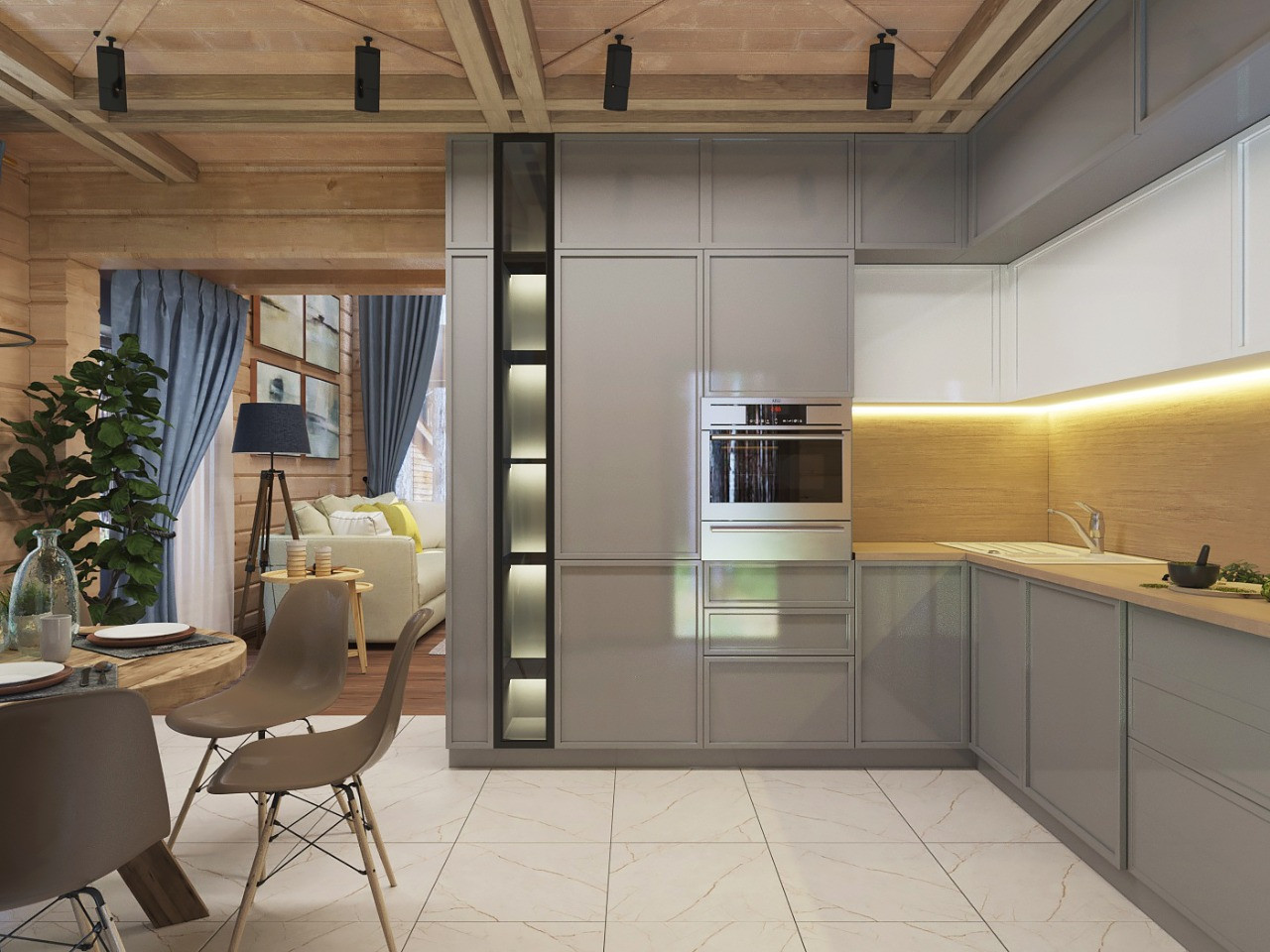 кухня в доме из бруса