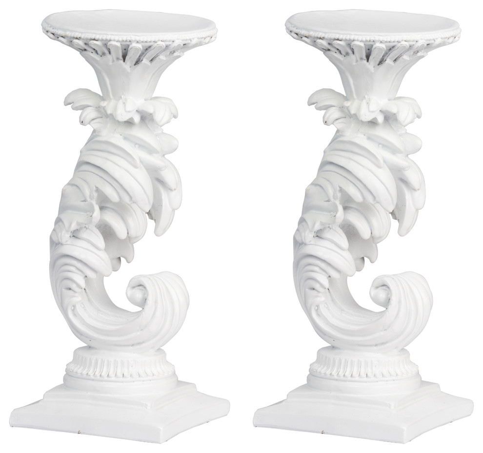 Mermaid Candle Holder 4"x4"x10", Set of 2 Traditional Candleholders
