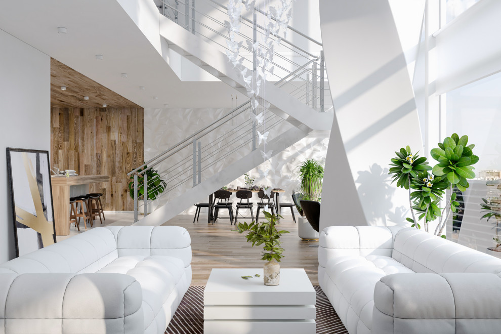 Общая территория гостиной с кухней