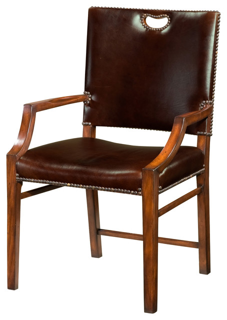 Leather Upholstered Campaign Armchair, Bridle Leather Campaign Chair