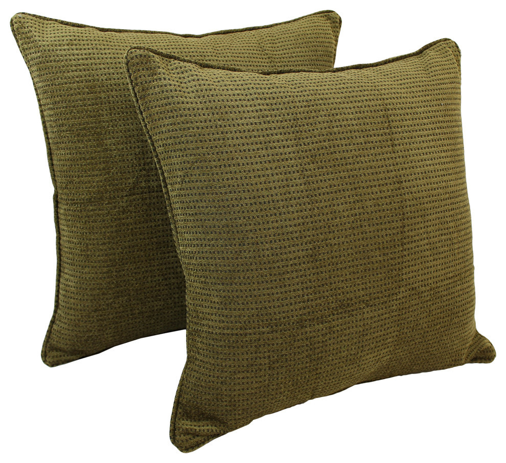 25IN Jacquard Chenille Square Floor Pillows, Gingham Brown