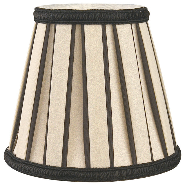 English Pleated Chandelier Lampshade, Black/Eggshell Traditional