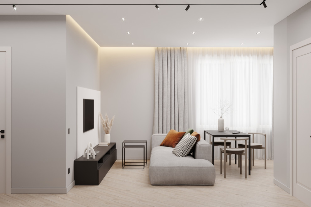 Дизайн кухни-гостиной в ЖК Ньютон