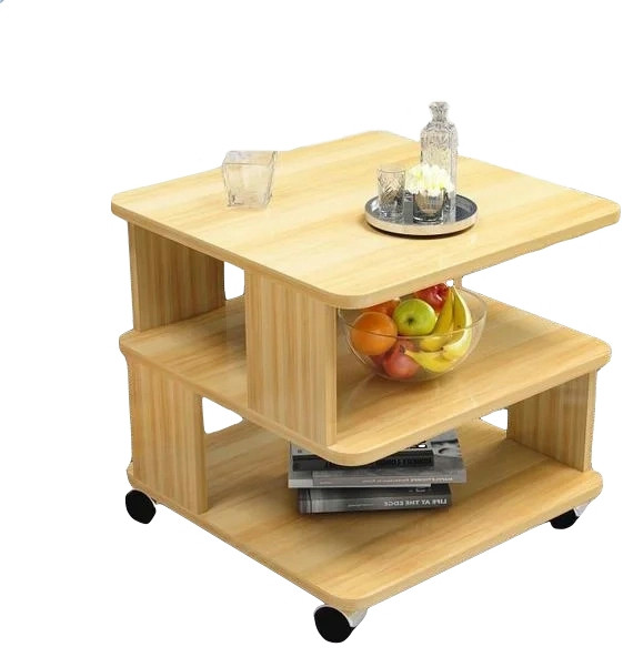 Modern Simplicity Coffee Table, Multifunctional Storage, Light Walnut, 15.7"