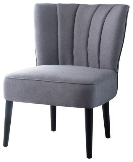 GDF Studio Leafdale Plush Fabric Accent Chair, Light Gray