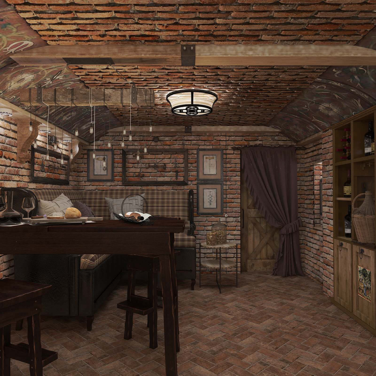 Проект. Интерьер подвала дома (70 м кв)