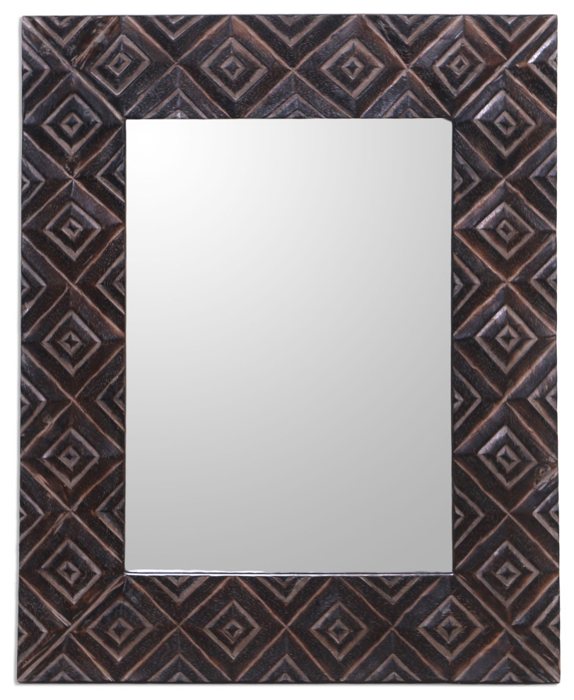 Dark Squares Wood Wall Mirror - Contemporary - Wall Mirrors - by NOVICA ...