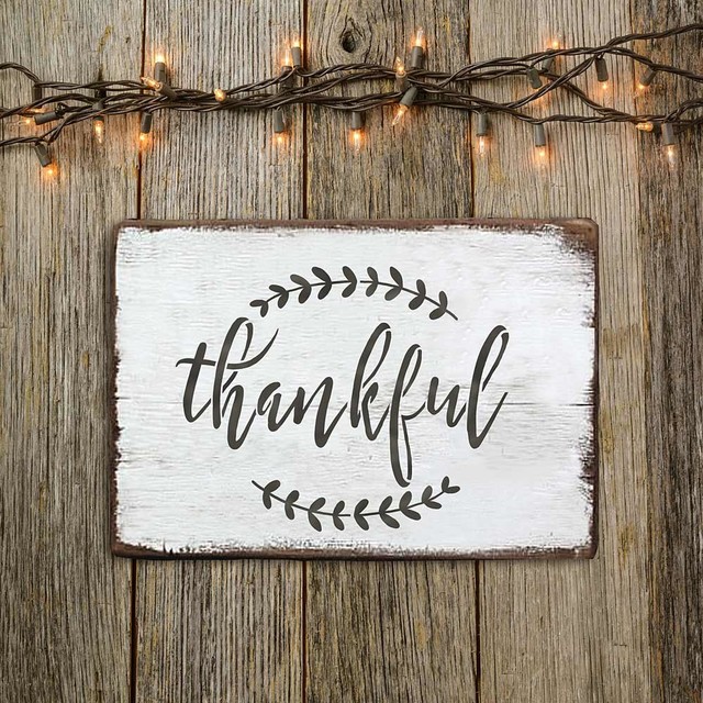 Thankful Sign Stencil, DIY Farmhouse Decor, Small Farmhouse Wall