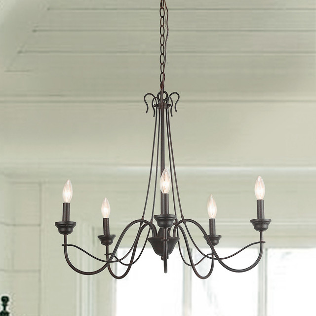 LALUZ 5-Light Bent Arm black chandeliers - Traditional - Chandeliers ...