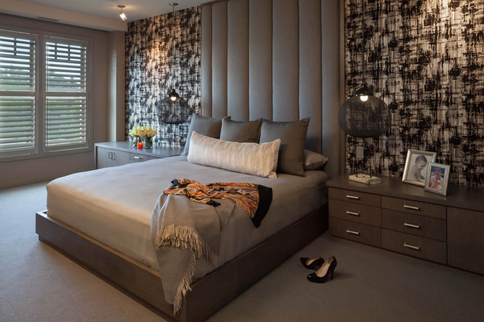 Свежая идея для дизайна: хозяйская спальня среднего размера в современном стиле - отличное фото интерьера