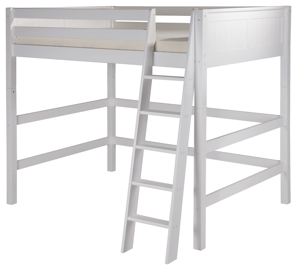 Camaflexi Full High Loft Bed, Panel Headboard, Full Transitional