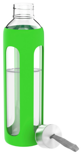20 Ounce BPA Free Bottle with Protective Silicone Sleeve, Bright Green