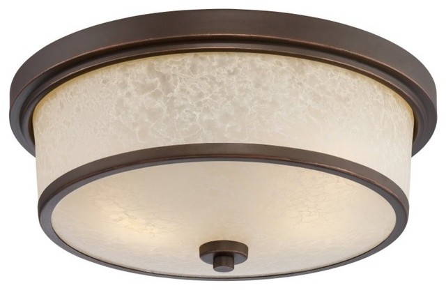 Diego LED Outdoor Flush Fixture With Satin Amber Glass