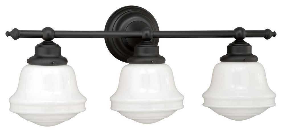 Huntley 3-Light Vanity Milk Glass Oil Rubbed Bronze