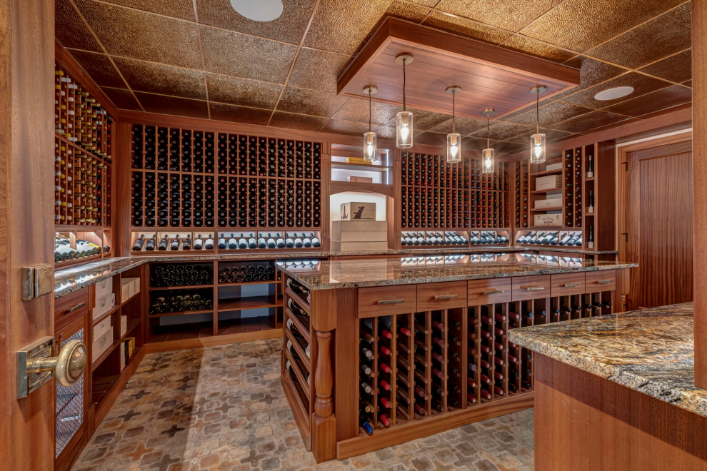 Media room converted into a unique 3,000 bottle wine cellar