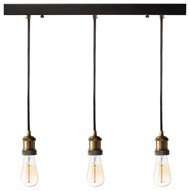 Triple Vintage Pendant Lamp Black